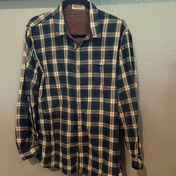 WRANGLER 1947 NORTH CAROLINA Reversible 2 in 1 Plaid Snap Front Shirt Men's XL - Picture 1 of 14
